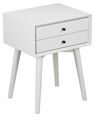 Two Drawer Nightstand with Tapered Legs, , large