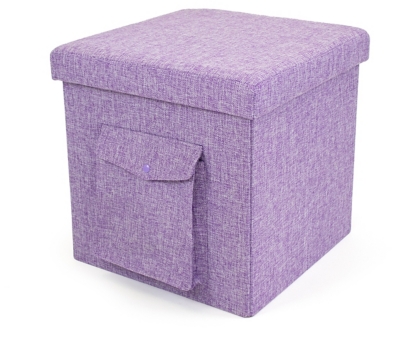 Kids Folding Storage Cube with Exterior Multi Purpose Pocket, Purple