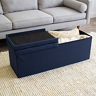 Kids Harper 43" Folding Storage Bench with Tufted Padded Flip Lid, , rollover