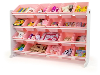 Wood Frame Organizer Toy Storage Shelf with 9 Removable Bins for