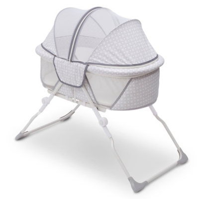 Delta Children Ez Fold Ultra Compact Travel Bassinet, White/Gray, large