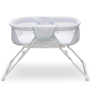 Whether you’re traveling with your baby or in need of a portable sleeper in your home, the EZ Fold Ultra Compact Travel Bassinet from Delta Children makes naptime and bedtime a breeze. The most compact full-size bassinet available, this sleeper ensures your baby has the room they need to rest comfortably while the lightweight design means you can travel without trouble. Easy to setup and store away, the bassinet requires no assembly, and folds flat—the included travel bag makes every outing feel stress-free. Designed with mesh panels on the sides for airflow and increased visibility, this travel bassinet provides the ideal environment for rest and relaxation. A removable canopy protects your little one from curious pets, mosquitos and other insects, and then effortlessly zips off when not needed.For any questions regarding delta children products, please contact consumersupport@deltachildren.com monday to friday, 8:30 a.m. To 6 p.m. (est) | Made of metal, plastic and fabric | Birth to five months; holds up to 15 lbs. | Ultra-compact fold down design with an included travel bag for easy transport or storage; no assembly required | Mesh sides provide added ventilation and increased visibility | Removable canopy keeps baby from curious pets, mosquitos and other insects while creating a cozy sleep space | Includes machine-washable mattress pad | Jpma certified to meet or exceed all safety standards set by the cpsc & astm
