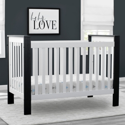Delta Children Miles 4-in-1 Convertible Crib, Black/White, large
