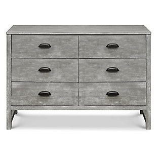 The farmhouse-inspired Fairway double dresser is a functional and stylish addition to the home. Features six spacious drawers, a rustic scratch finish, clean-lined feet and classic cup drawer pulls that are right on trend. Pair with the Fairway 3-drawer dresser for a beautifully coordinated ensemble.Made of pine wood and engineered wood | Cup style drawer pulls | Metal drawer glides with stop mechanisms for added safety; anti-tip kit included | Meets ASTM international and U.S. CPSC safety standards | Finished in non-toxic, multi-step painting process, lead and phthalate safe