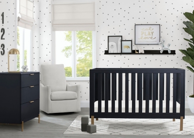 Delta Children Hendrix 4-in-1 Convertible Crib, Midnight Gray, rollover