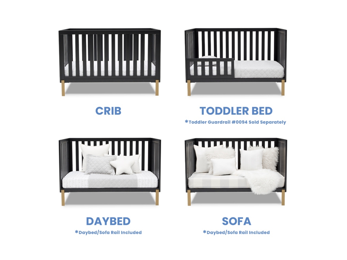 Delta Children Hendrix 4-in-1 Convertible Crib, Midnight Gray, large