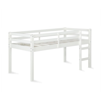 Kids Milton Junior Twin Size Wooden Loft Bed, White, large