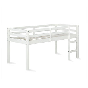 Kids Milton Junior Twin Size Wooden Loft Bed, White, large