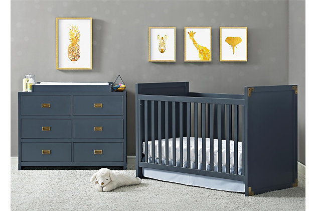 Baby Relax Miles 2 In 1 Convertible, Graphite Blue Nursery Dresser
