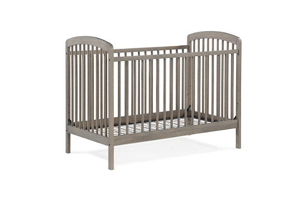 You absolutely love being out in nature – foraging for wild mushrooms and planting native flowers for butterflies and other pollinators is much more your style than searching for convertible cribs for your little one that will be here before you know it!  With the Little Seeds Sierra Ridge Ashton 3 in 1 Convertible Grey Crib, the search for convertible baby cribs will be over, giving you more time to plan outdoor adventures with your new little explorer.  With its nontoxic, coastal grey finish and solid wood construction, this convertible crib will bring a sense of nature into your nursery design that will last throughout your little one’s growing years as it converts into a toddler bed with the Little Seeds Sierra Ridge Ashton Toddler Bed Guard Rail (sold separately), and then a day bed once your little sprout is ready for a big kid bed.  The Little Seeds Sierra Ridge Ashton 3 in 1 Convertible Grey Crib adjusts to 4 different mattress heights and features an open slat design for easy monitoring.  This convertible crib is JPMA certified and meets all ASTM and CPSC safety standards.  Little Seeds not only creates this and many more on trend baby and kids’ furniture pieces, we also partner with various environmental protection programs to protect pollinator and other wildlife habitats for future generations.Transitional design 3in1 convertible crib with a nontoxic rustic inspired coastal gray finish and solid wood construction with durable post legs. | 4 adjustable mattress positions with a sturdy frame and an open slat design for easy monitoring | Converts to a daybed or toddler bed with the purchase of the Little Seeds Sierra Ridge Toddler Bed Guard Rail (sold separately). Pair with the rest of the collection to get the complete look. | Ships in one box. Assembly required, hardware included. 1year limited warranty. JPMA certified and meets all ASTM and CPSC safety standards. | Easily converts into a daybed or toddler bed with the addition of the Mydland toddler guard rail (sold separately) | Adjustable height mattress support with 4 convenient positions to grow with your baby | Uses a standard size crib mattress (sold separately) | Get the entire playfully sophisticated look by combining the Mydland 3-in-1 crib with the rest of the Baby Relax Mydland collection | JPMA certified and meets all CPSC and ASTM safety standards | 1-year limited warranty | For any questions regarding Dorel products, please contact customer service at 1-800-295-1980 | Assembly required