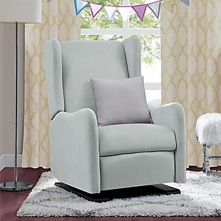 Baby Relax Rylee Tall Wingback Nursery Glider Recliner Chair, Light Gray, rollover
