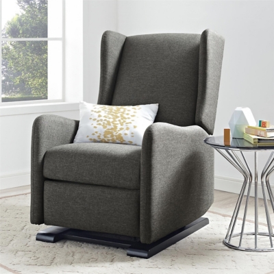 Baby Relax Rylee Tall Wingback Nursery Glider Recliner Chair, Gray, large