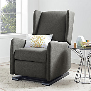 Baby Relax Rylee Tall Wingback Nursery Glider Recliner Chair, Gray, rollover