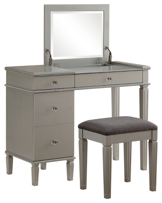 Linon Kelsey Silver Vanity Ashley Furniture Homestore