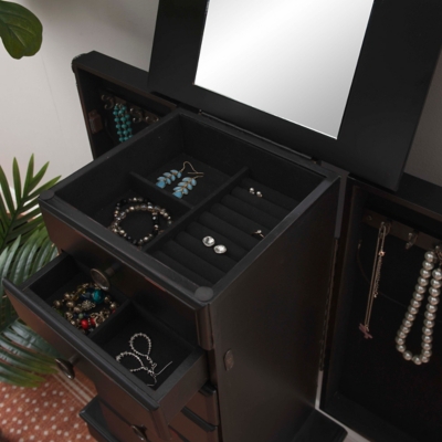 Linon Jules Six Drawer Jewelry Armoire - Thumbnail 3