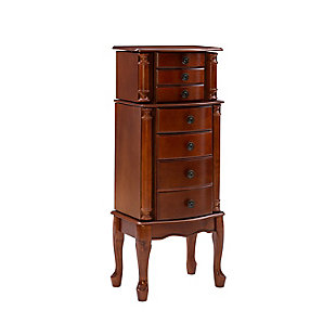 Jewelry Armoire with Lined Drawers, Classic Cherry Finish, large