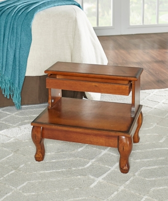 B600001077 Linon Marris Bed Step Stool with Storage, Antique  sku B600001077