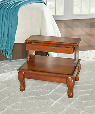 Linon Marris Bed Step Stool with Storage, , rollover