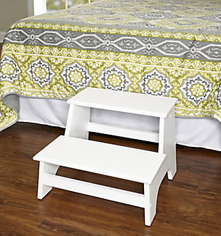 Linon Tifton Bed Step Stool, White, rollover