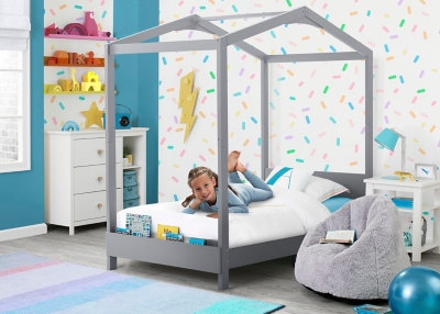 B600001091 Delta Children Poppy House Twin Bed, Gray sku B600001091