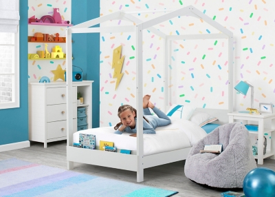 B600001092 Delta Children Poppy House Twin Bed, White sku B600001092