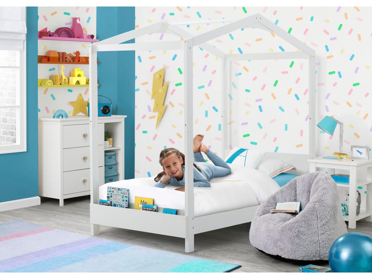 Delta Children Poppy House Twin Bed, White, large