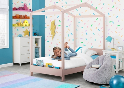 B600001093 Delta Children Poppy House Twin Bed, Pink sku B600001093