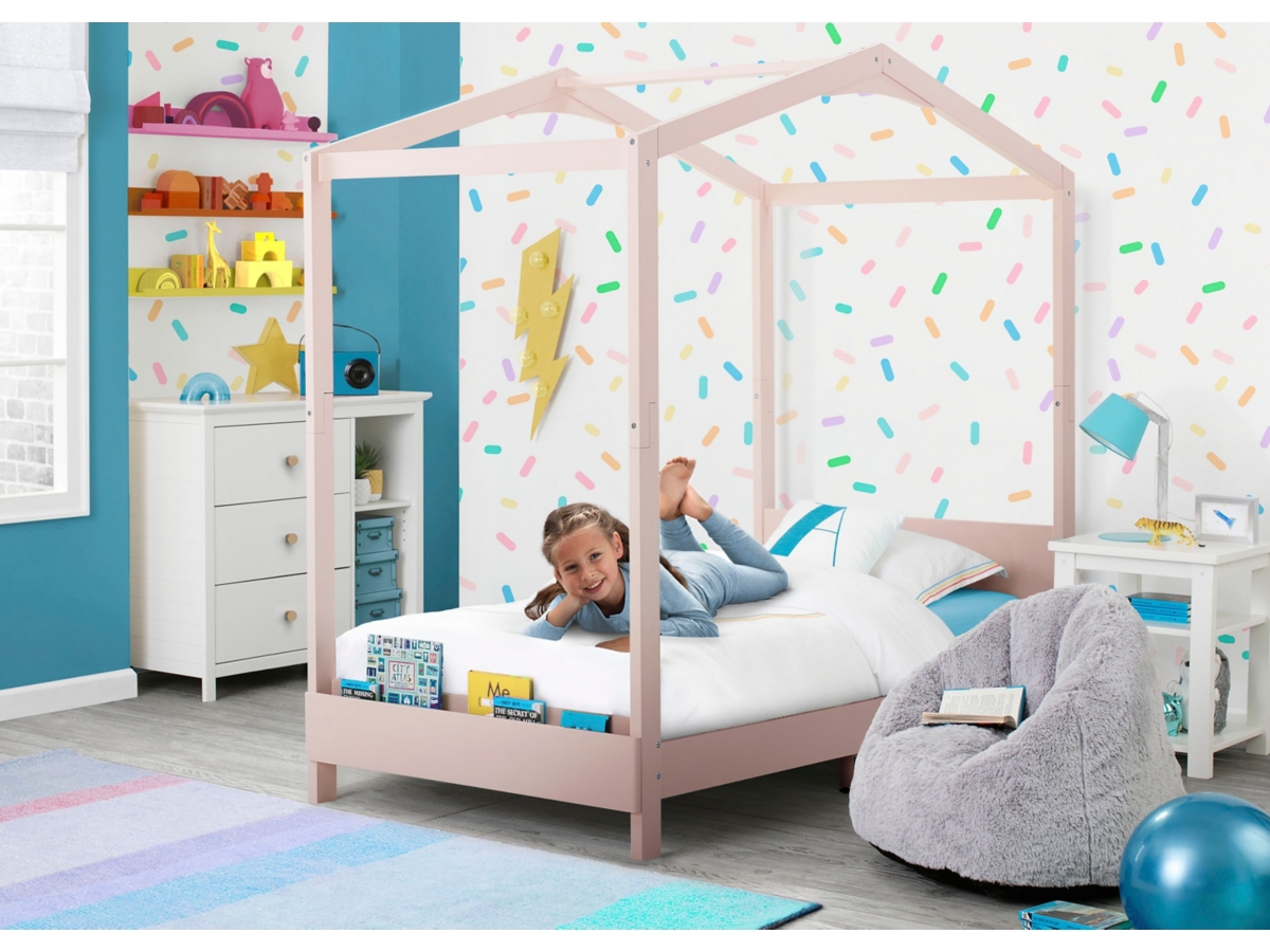 Delta Children Poppy House Twin Bed, Pink, large