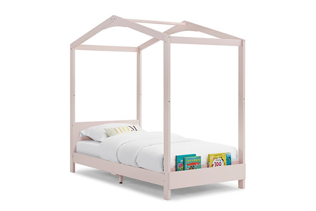Little ones feel right at home with the Delta Children Poppy House twin bed. Its wonderful, whimsical house shape adds charm and character to any child’s bedroom. Footboard bookrack keeps their favorite bedtime stories close at hand. The fact that it’s quality crafted of sustainable New Zealand pine wood and TSCA-compliant engineered wood should put you at ease, too.Includes headboard, footboard, bed rails, center support and roll slats | Made of sustainable new zealand pine wood and tsca-compliant engineered wood | Non-toxic multi-step painting process (lead and phthalate safe) | Recommended for children 35" or taller | Tested for lead and other toxic elements to meet or exceed government and astm safety standards | Included slats eliminate need for foundation/box spring | Footboard bookrack storage for books and bedtime reads | Mattress available, sold separately | Easy to assemble | Delta children products, please contact consumersupport@deltachildren.com monday to friday, 8:30 a.m. To 6 p.m. (est)