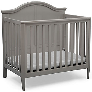 Delta Children Parker Mini Convertible Baby Crib With Mattress And 2 Sheets, Gray, large