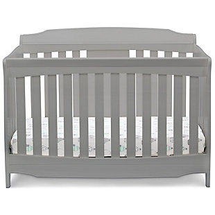 For a fresh take on traditional, look no further than the Westminster 6-in-1 Convertible Baby Crib by Delta Children. It features an updated sleigh-style silhouette, durable finish and cut-corner headboard—a winning combination for any nursery. Timeless details and sturdy wood construction make this crib a great value. The only bed your child will ever need, this versatile crib easily transitions with each stage of their growth by converting to a toddler bed, daybed, sofa and full size bed.Made of pine wood, engineered wood and metal | Gray finish | 6-in-1 crib converts to a toddler bed (guardrail sold separately), daybed, sofa (daybed/sofa rail included) and a full-size bed with headboard only (full bed rails sold separately) | Adjustable height mattress support with 3 convenient positions to grow with your baby | Uses a standard size crib mattress (sold separately); to ensure perfect fit pair with delta children, serta, beautyrest or simmons kids crib mattress | Easy assembly | Delta children cribs are jpma certified, and are tested above and beyond industry standards | For any questions regarding delta children products, please contact consumersupport@deltachildren.com monday to friday, 8:30 a.m. To 6 p.m. (est)