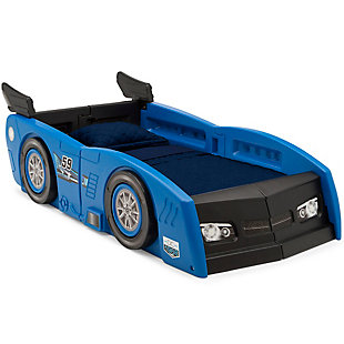 Delta Children Grand Prix Race Car Toddler And Twin Bed, Blue, large