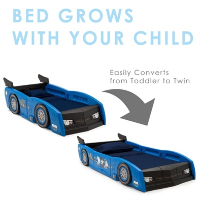 Delta Children Grand Prix Race Car Toddler And Twin Bed, Blue, large