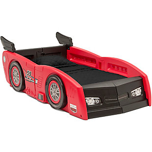 Delta Children Grand Prix Race Car Toddler And Twin Bed, Red, large