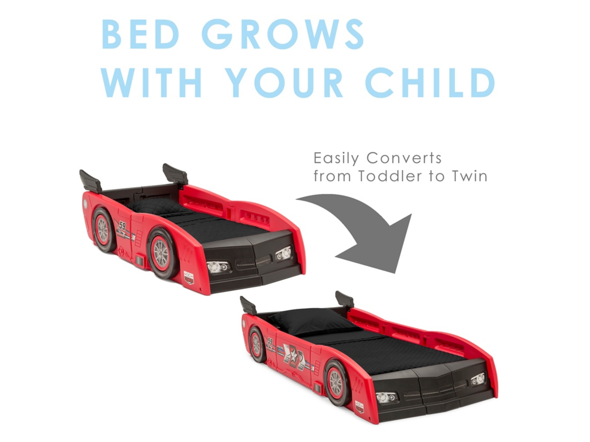 Delta Children Grand Prix Race Car Toddler And Twin Bed, Red, large