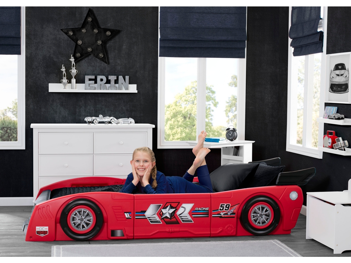 Delta Children Grand Prix Race Car Toddler And Twin Bed, Red, large