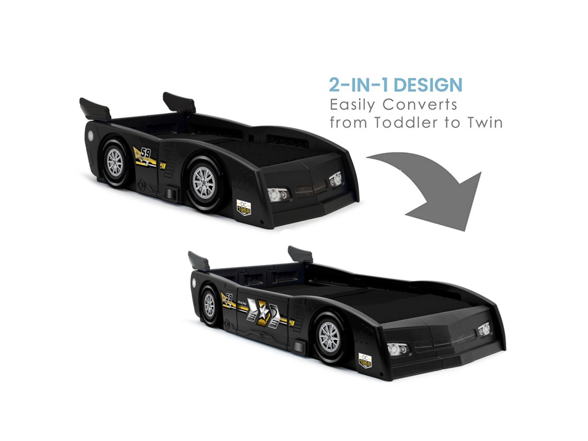 Delta Children Grand Prix Race Car Toddler And Twin Bed, Black, large