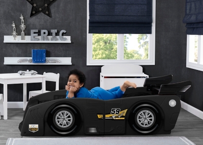 Delta Children Grand Prix Race Car Toddler And Bed, Black, large