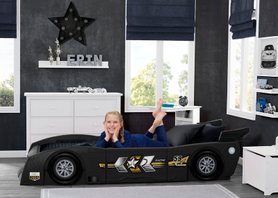 Delta Children Grand Prix Race Car Toddler And Bed, Black, large