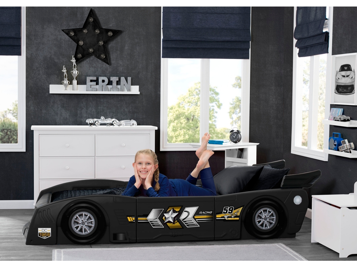 Delta Children Grand Prix Race Car Toddler And Twin Bed, Black, large