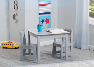 Delta Children Mysize Kids Wood Table And Chair Set (2 Chairs Included), Gray, large