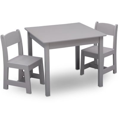 Delta Children Mysize Kids Wood Table And Chair Set (2 Chairs Included), Gray, large