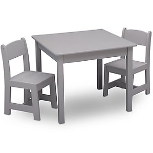 Delta Children Mysize Kids Wood Table And Chair Set (2 Chairs Included), Gray, large