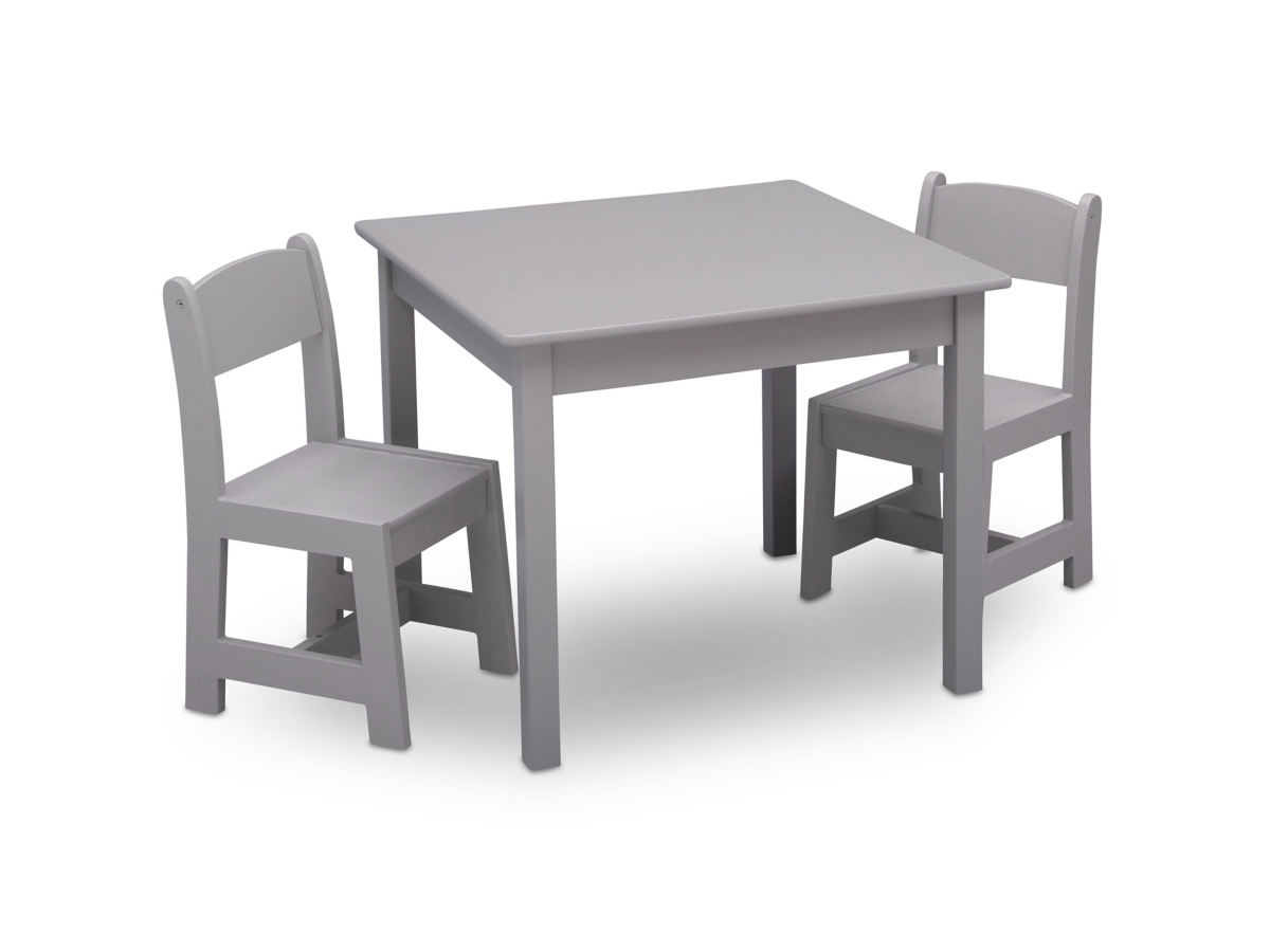 Delta Children Mysize Kids Wood Table And Chair Set (2 Chairs Included), Gray, large
