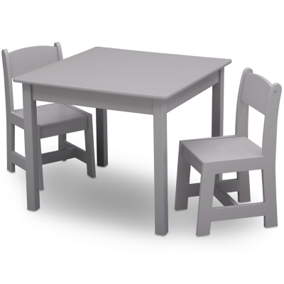 Delta Children Mysize Kids Wood Table And Chair Set (2 Chairs Included), Gray, large