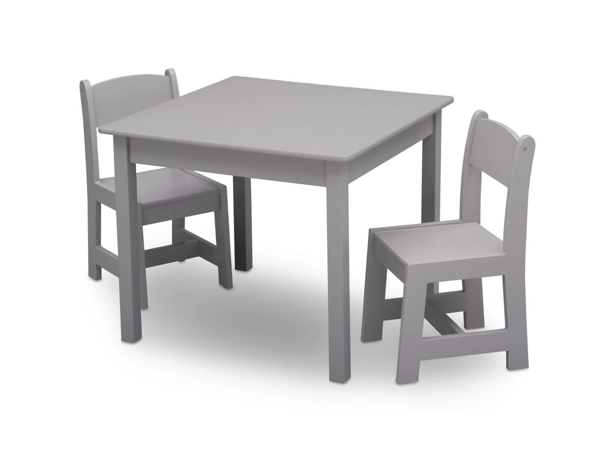 Delta Children Mysize Kids Wood Table And Chair Set (2 Chairs Included), Gray, large