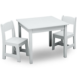 Delta Children Mysize Kids Wood Table And Chair Set (2 Chairs Included), White, large