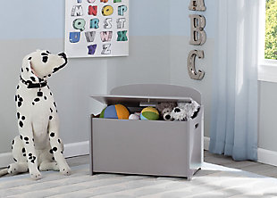 The MySize Deluxe Toy Box from Delta Children is a stylish storage option for the living room, playroom or your child's bedroom. Outfitted with a spacious interior, this toy organizer provides plenty of space to store toys large and small. Cutout handles allow you to easily move the toy box from room to room. Designed with a slow-closing lid to prevent little hands from getting caught, the MySize Deluxe Toy Box from Delta Children is a safe choice for your little one.Made of pine wood, engineered wood and metal | Slow-closing lid | Recommended for ages 3+ | Assembly required | For any questions regarding delta children products, please contact consumersupport@deltachildren.com monday to friday, 8:30 a.m. To 6 p.m. (est)