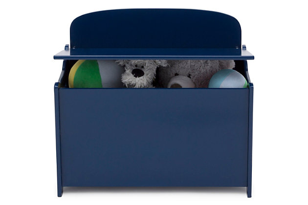 The MySize Deluxe Toy Box from Delta Children is a stylish storage option for the living room, playroom or your child's bedroom. Outfitted with a spacious interior, this toy organizer provides plenty of space to store toys and . Cutout handles allow you to easily move the toy box from room to room. Designed with a slow-closing lid to prevent little hands from getting caught, the MySize Deluxe Toy Box from Delta Children is a safe choice for your little one.Made of pine wood, engineered wood and metal | Slow-closing lid | Recommended for ages 3+ | Assembly required | For any questions regarding delta children products, please contact consumersupport@deltachildren.com monday to friday, 8:30 a.m. To 6 p.m. (est)