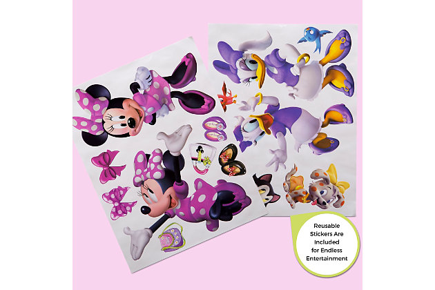 Your little one’s playroom or bedroom will be as cute as can be with this Disney Minnie Mouse Design and Store 6-Bin Toy Organizer by Delta Children. Designed for little kids with big imaginations, this super-sweet toy bin adds bold color with its graphic images of Minnie Mouse and Daisy Duck, plus it comes with reusable vinyl cling stickers that allow your child to decorate the sides themselves. The stickers feature Minnie with all her bows, purses and shoes, as well as Daisy, Figaro and Bella. Supported by a sturdy frame, this practical storage piece features six fabric toy bins in three different sizes to stow a ton of toys. A great option for any room, this Disney Minnie Mouse Design and Store 6-Bin Toy Organizer will get kids excited about cleaning up.Made of pine wood, engineered wood and metal | 6 fabric bins (1 large, 2 medium and 3 small); reusable vinyl cling stickers | Recommended for ages 3+ | Assembly required | Meets or exceeds all safety standards set by the cpsc | For any questions regarding delta children products, please contact consumersupport@deltachildren.com monday to friday, 8:30 a.m. To 6 p.m. (est)